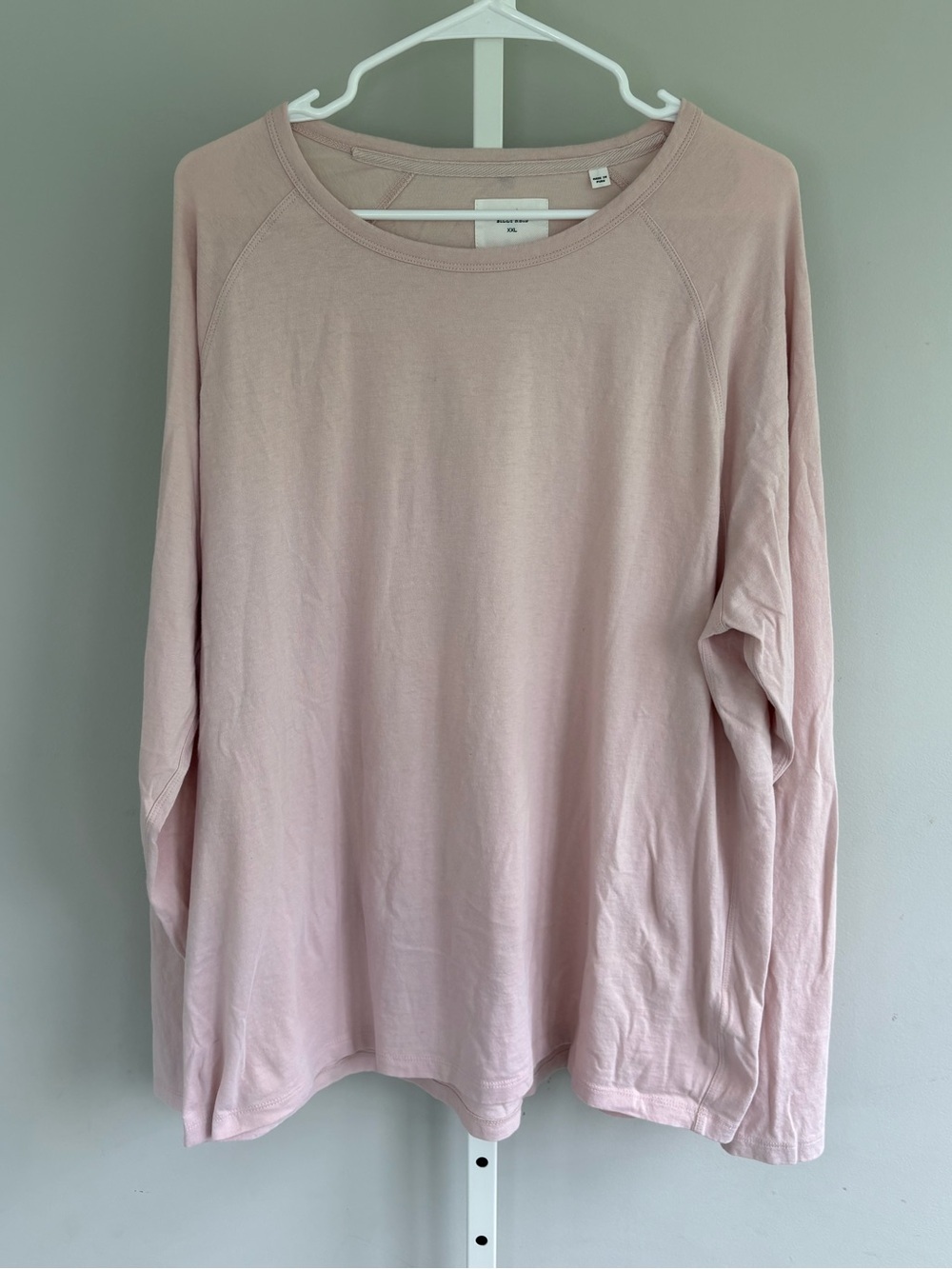 Billy Reid Men’s Blush Pink Organic Cotton Raglan Long Sleeve Tee XXL